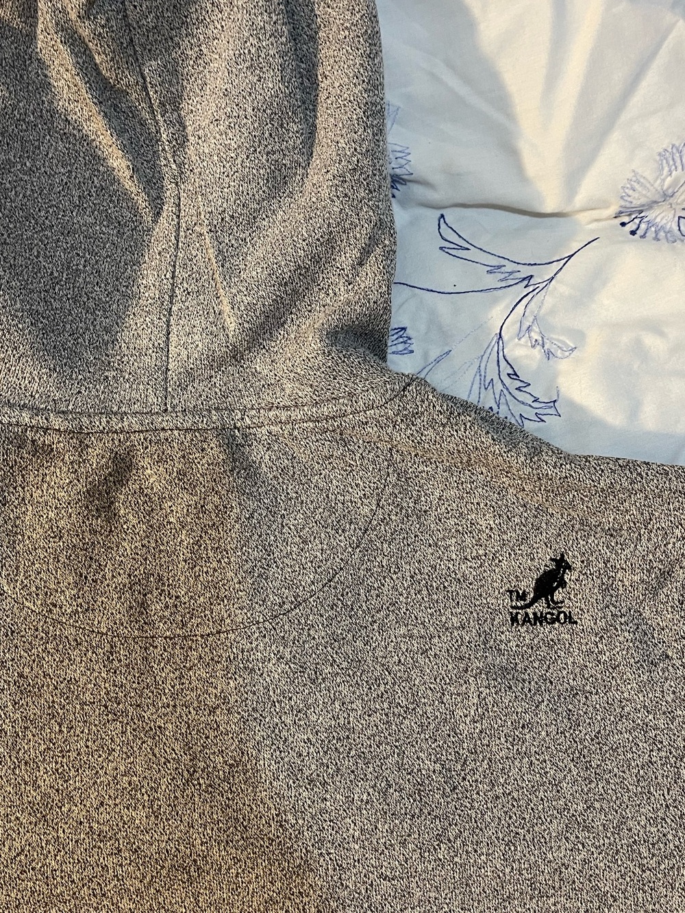 Kangol Vintage Style Heather Gray Quarter 1/4 Zip Hoodie Embroidered Logo Men L - Picture 7 of 7